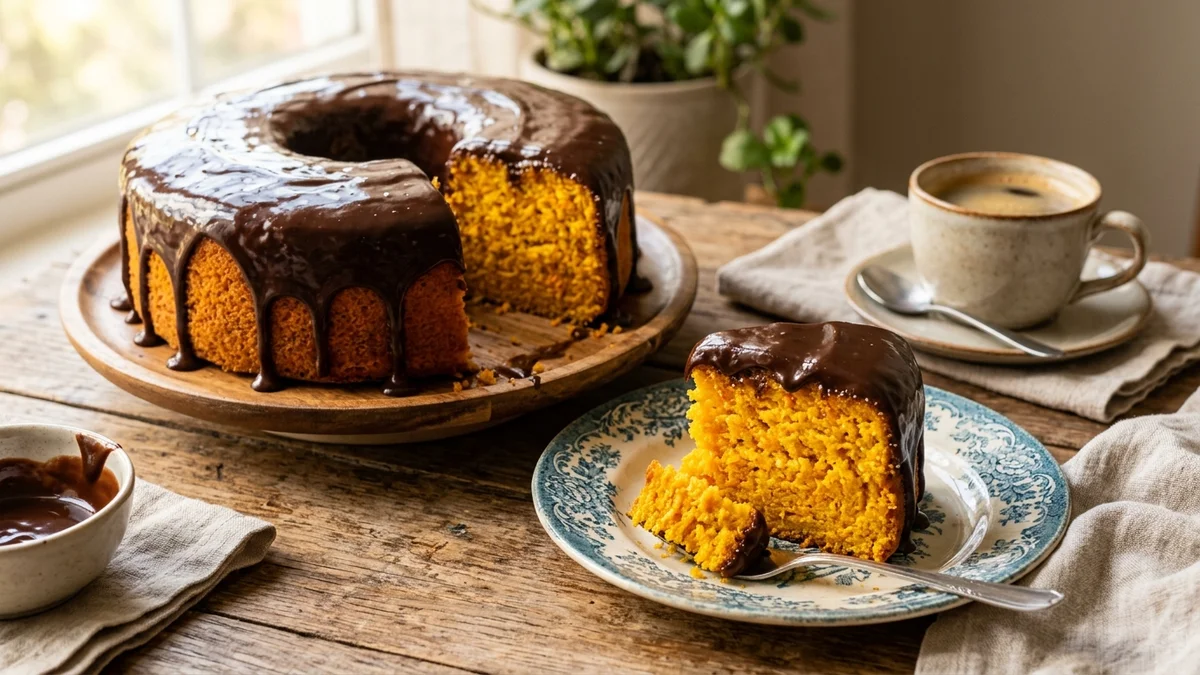 Bolo de Cenoura com Cobertura de Chocolate Vulcão (Fofinho e Molhadinho)